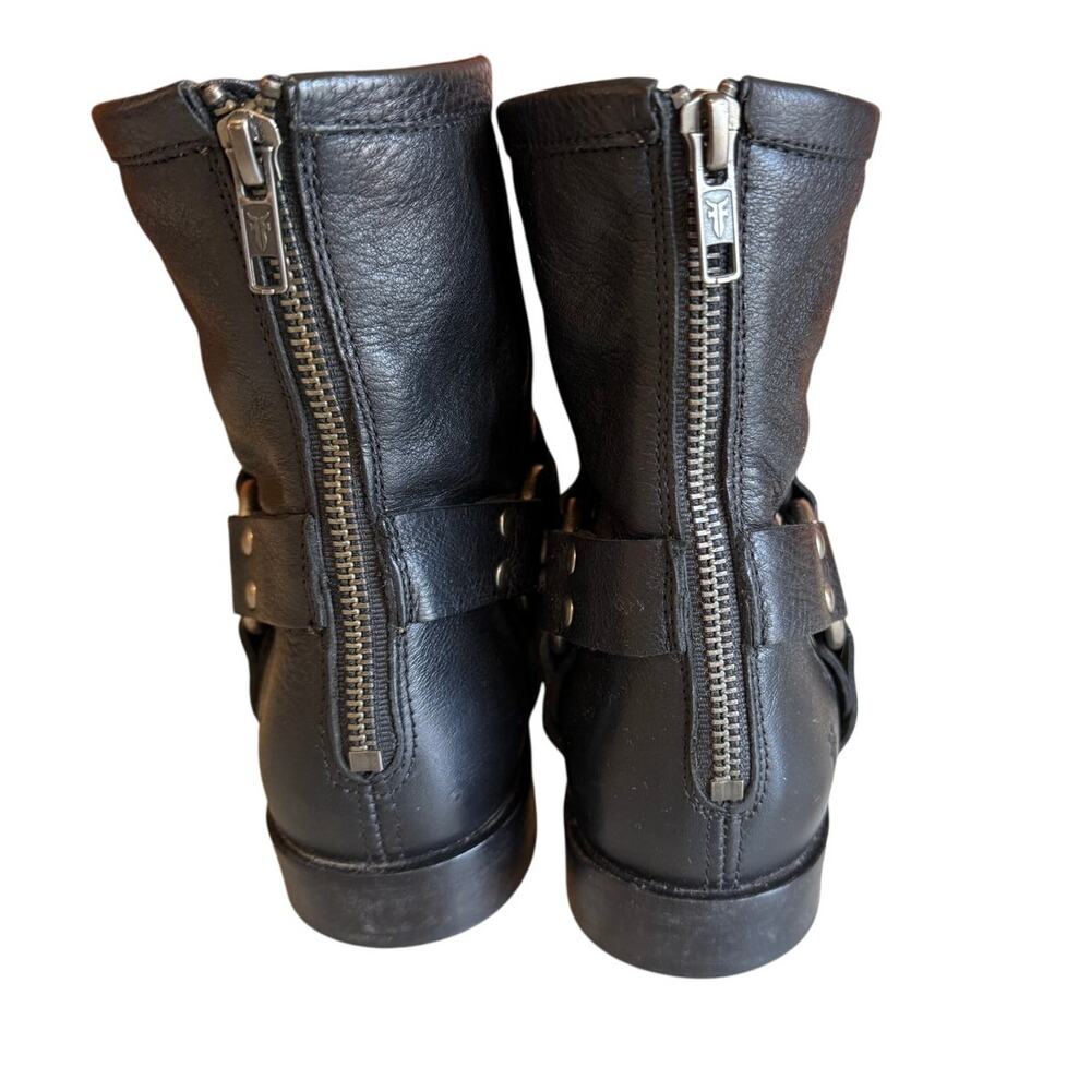 Frye Black Leather Harness Booties with Metal Ring - Picture 6 of 11